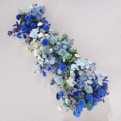A8846 Blue Hydrangea Orchid Floral Arrangement Flower Row Wedding Backdrop Decor