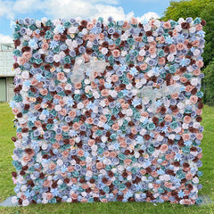 A7823 Blue Brown Rose Wedding Backdrop Decor Cloth Curtain Flower Wall