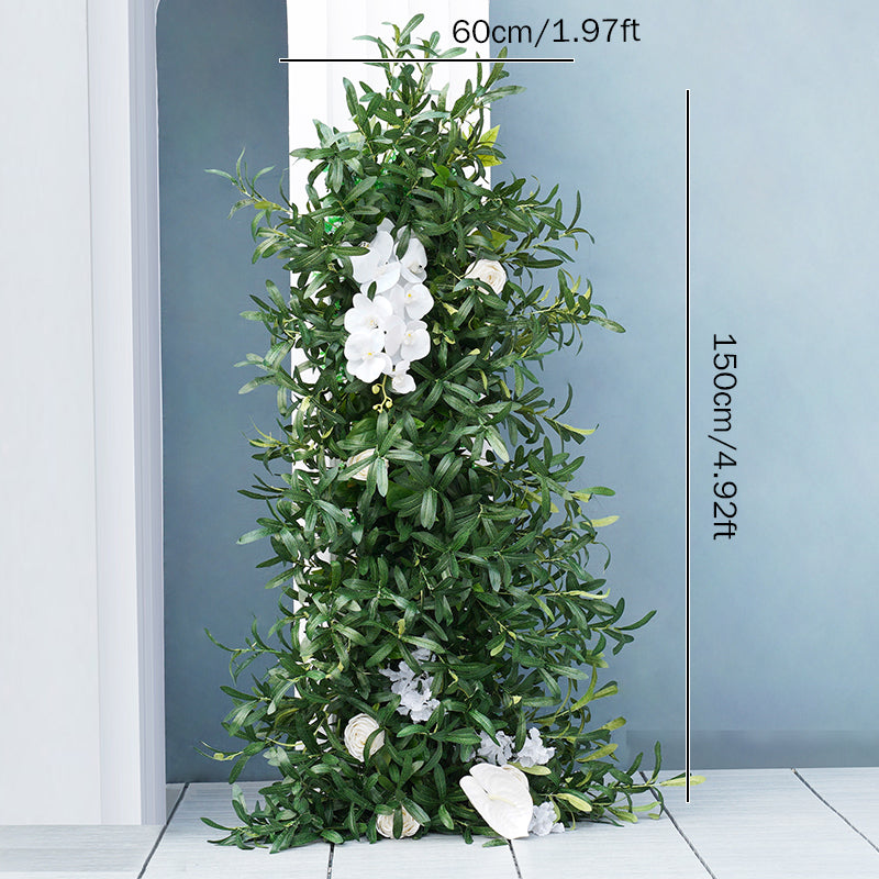 A7722 White Orchid Green Leaf Wedding Background Arch KT Board Decorative Flower Row
