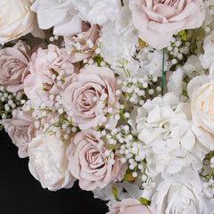 A8796 White Pink Wedding Background KT Board Rose Baby Breath Delphinium
