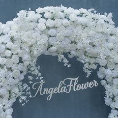 A8625 White Rose Flower Row Decor Wedding Backdrop Frame Arch