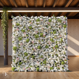 3D White Silk Flower Wall Backdrop: Wedding Event Decoration (8x8ft)