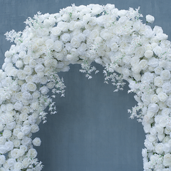 A8625 White Rose Flower Row Decor Wedding Backdrop Frame Arch
