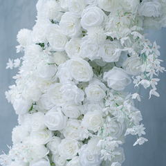 A8625 White Rose Flower Row Decor Wedding Backdrop Frame Arch
