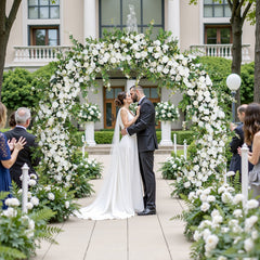 A8111 White Rose With Green Wedding Round Arch Decor Floral Arrangement