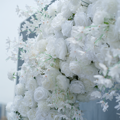 A8625 White Rose Flower Row Decor Wedding Backdrop Frame Arch