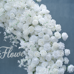 A8625 White Rose Flower Row Decor Wedding Backdrop Frame Arch