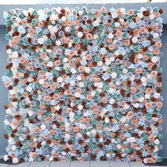 A7823 Blue Brown Rose Wedding Backdrop Decor Cloth Curtain Flower Wall