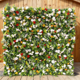 5D Grass With Various Flowers Wall Backdrop: 8x8ft (2.4m*2.4m) Holiday, Event And Commercial Store Decoration