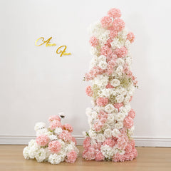 A8796 White Pink Wedding Background KT Board Rose Baby Breath Delphinium