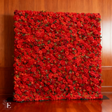 5D Red Rose Flower With Green Leaf Backdrop: 8x8ft Silk Wedding And Propose Decor