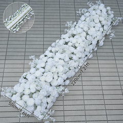 A8625 White Rose Flower Row Decor Wedding Backdrop Frame Arch