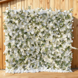 3D White And Green Artificial Plant Silk Flower Wall Backdrop: Wedding Event Decoration 8x8ft (2.4m*2.4m)