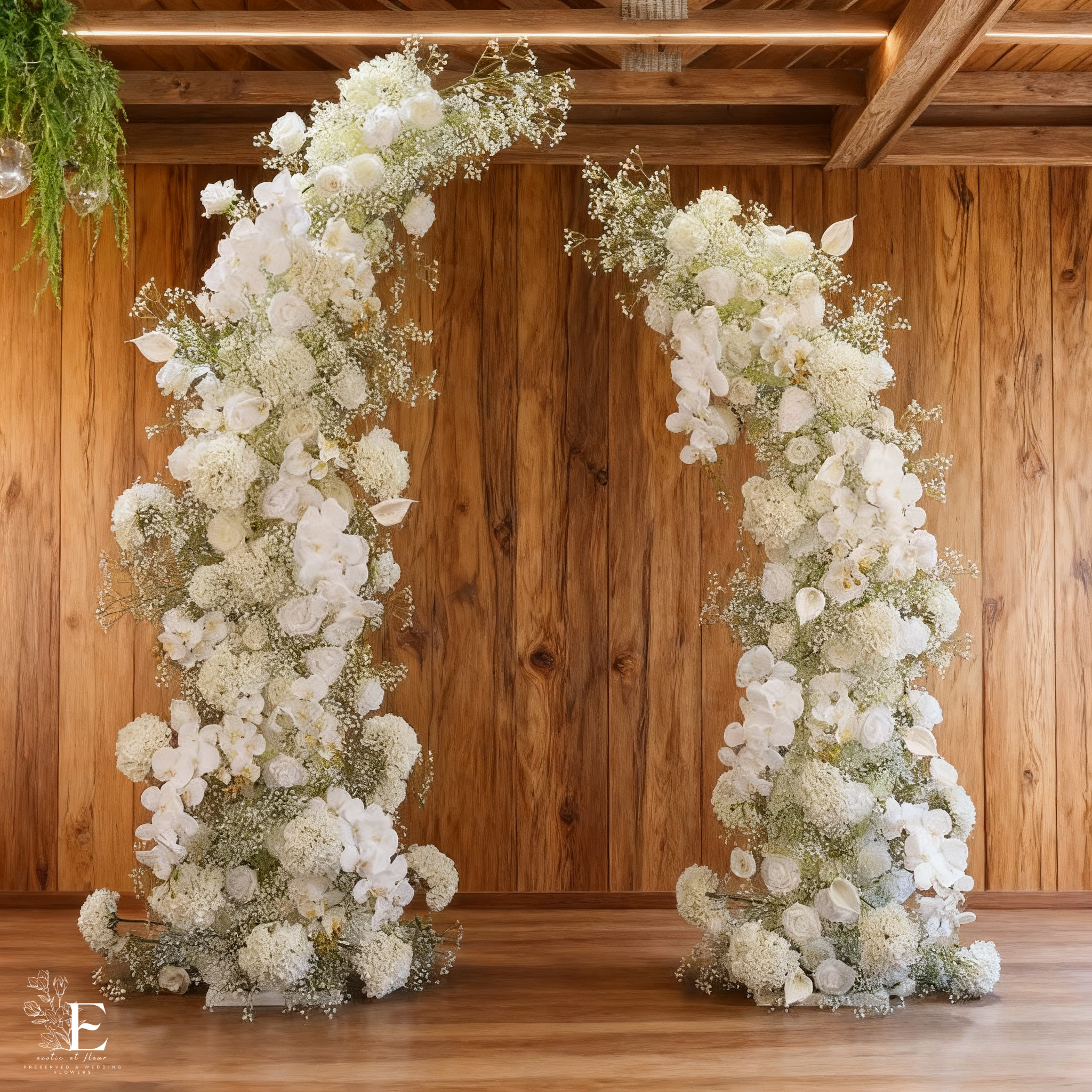 Handmade White Silk Rose Flower Arch: Wedding & Event Decor (7.5ft x 7ft)
