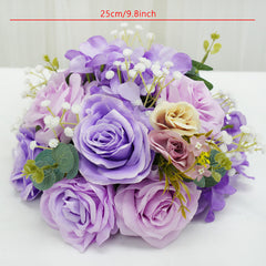 A7882 Purple Rose Baby Breath Hanging Flower Row Wedding Backdrop Arrangement