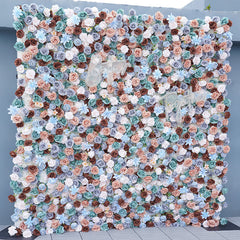 A7823 Blue Brown Rose Wedding Backdrop Decor Cloth Curtain Flower Wall