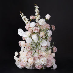 A8796 White Pink Wedding Background KT Board Rose Baby Breath Delphinium
