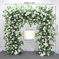 A083 A7615 White Rose Greenery Banyan Leaves Flower Arrangement Wedding Backdrop Decor Props