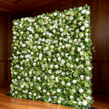 5D Grass With White Flower Wall Backdrop: 8x8ft Holiday, Event And Commercial Store Decoration