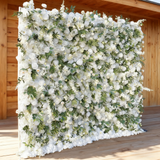 3D White And Green Artificial Plant Silk Flower Wall Backdrop: Wedding Event Decoration 8x8ft (2.4m*2.4m)