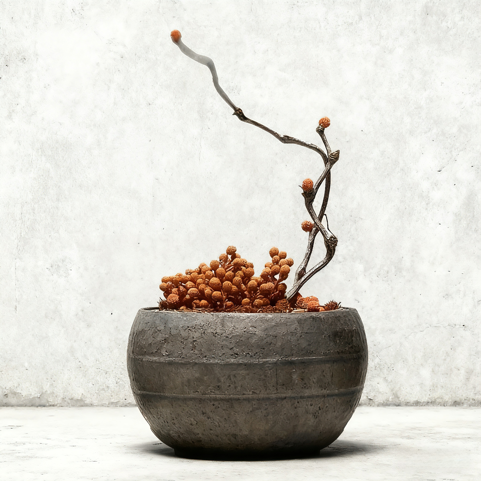 Handmade Zen style Floral Art Ornaments For Home Decor With Vintage Ceramic Vase