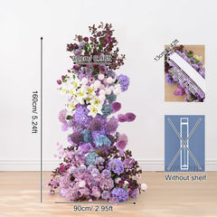 A8905 Purple Hydrangea White Lily Flower Row Wedding Backdrop KT Board Decor
