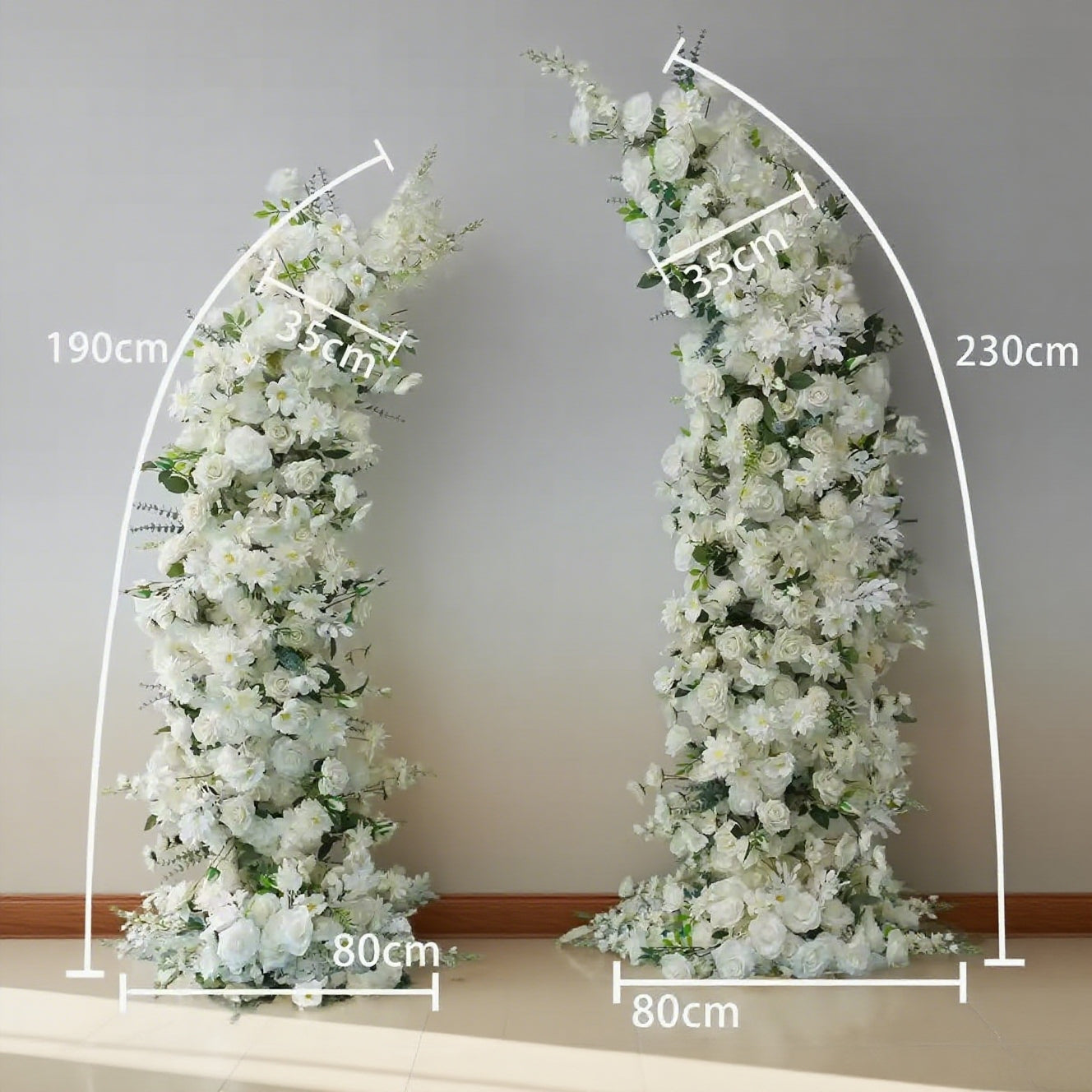 Handmade White Silk Rose Flower Arch: Wedding & Event Decor (7.5ft x 6.2ft)