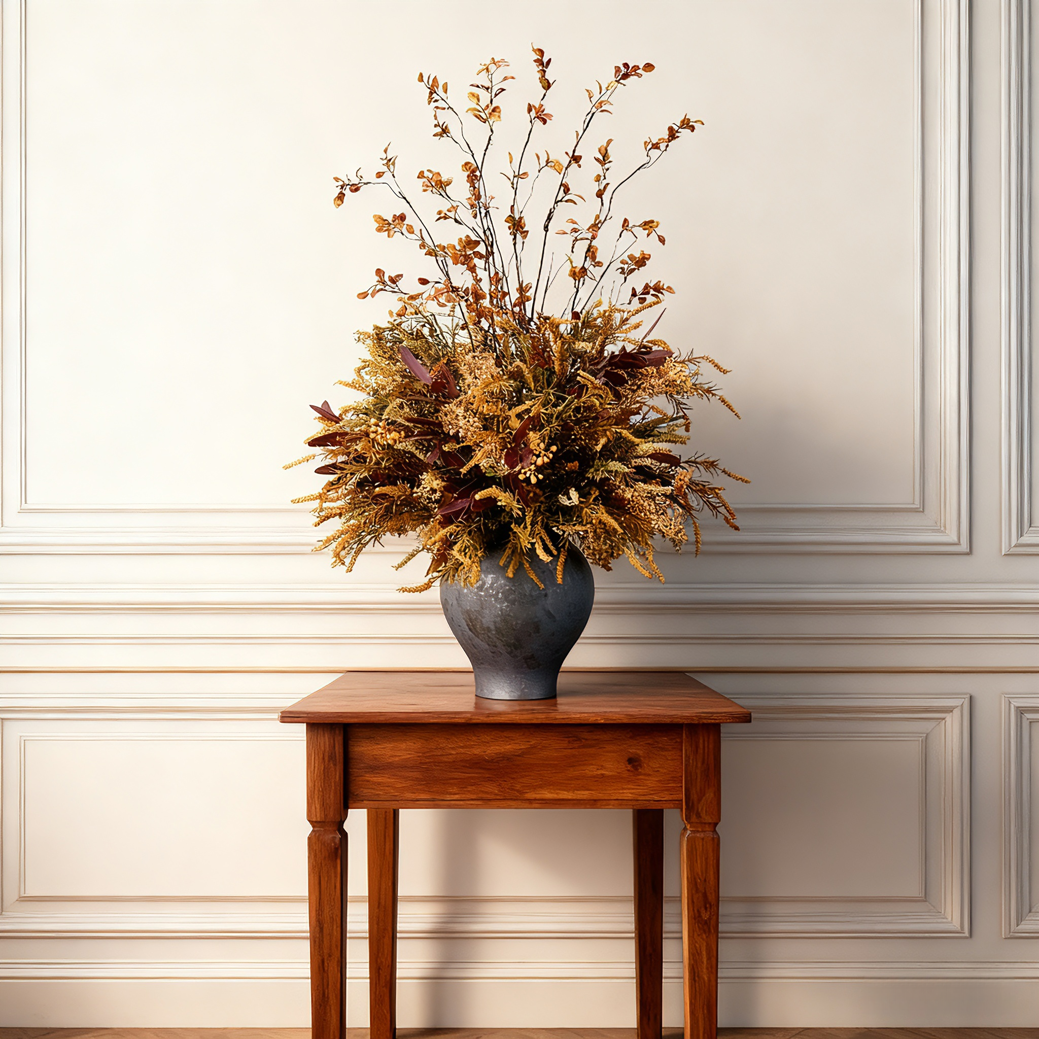 Handmade Wabi-Sabi Faux Floral With Preserved Branch Arrangement with Ceramic Vase