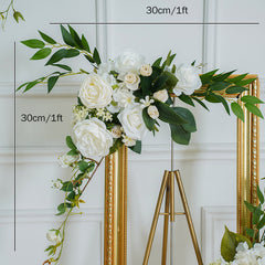 A8111 White Rose With Green Wedding Round Arch Decor Floral Arrangement