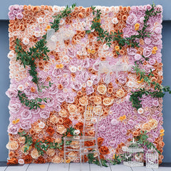 A7804 Green Leaf Wedding Backdrop Decor Cloth Rolling Up Flower Wall
