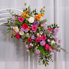 A7490 Rose Hydrangea Calla Lily Wedding Backdrop Arch Hanging Flower Row Floor Floral Arrangement