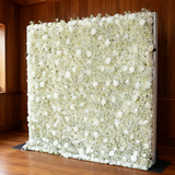5D White Artificial Plant Silk Flower Wall Backdrop: Wedding Event Decoration (8x8ft)