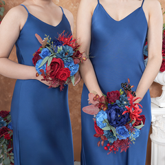 A8637 Red Blue Series Greenery Bridal Bouquet Wedding Floral