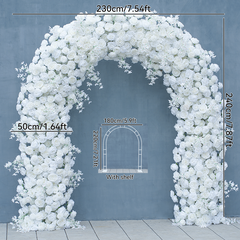 A8625 White Rose Flower Row Decor Wedding Backdrop Frame Arch