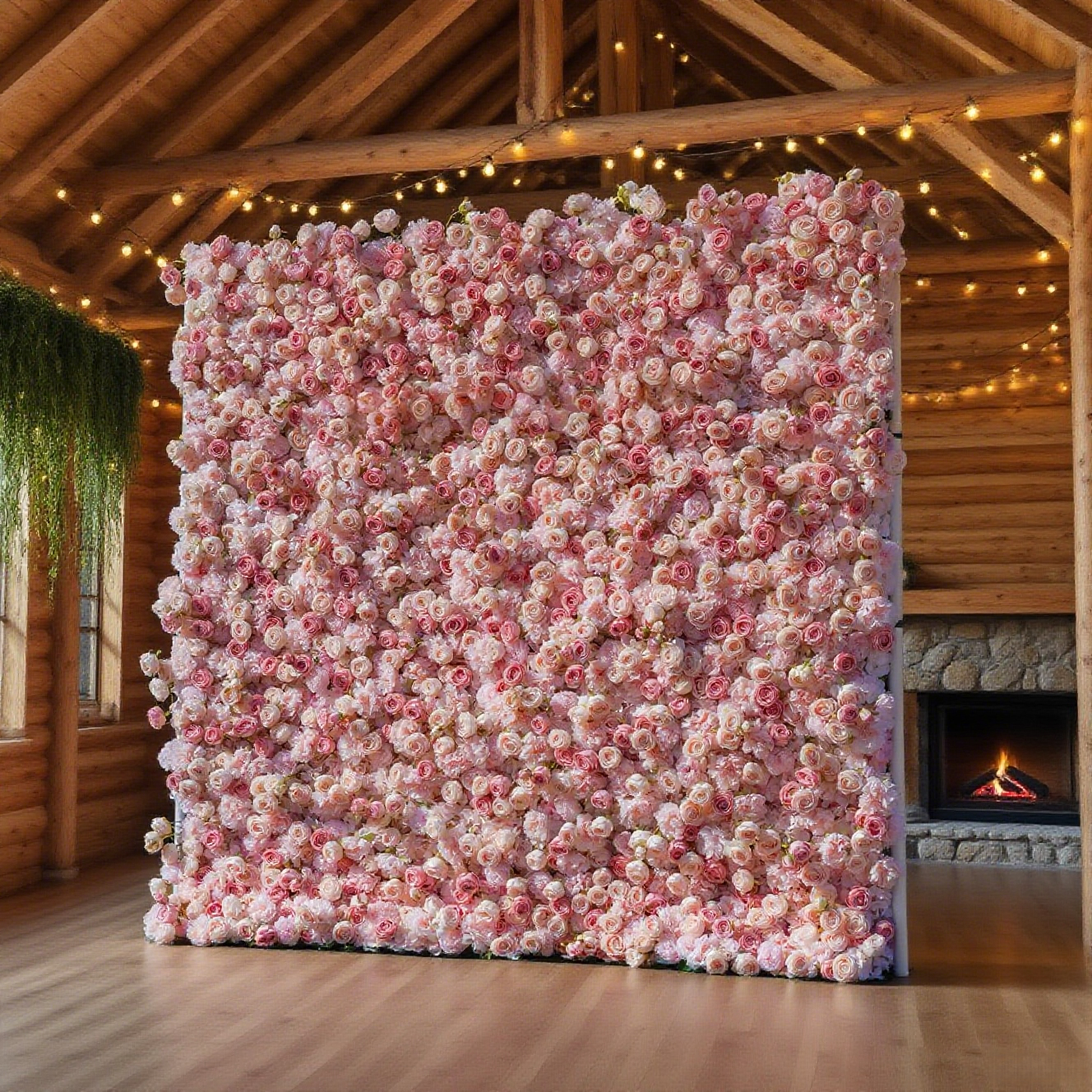 3D Pink Silk Flower Wall Backdrop: Wedding Event Decoration (8x8ft)