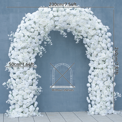 A8625 White Rose Flower Row Decor Wedding Backdrop Frame Arch
