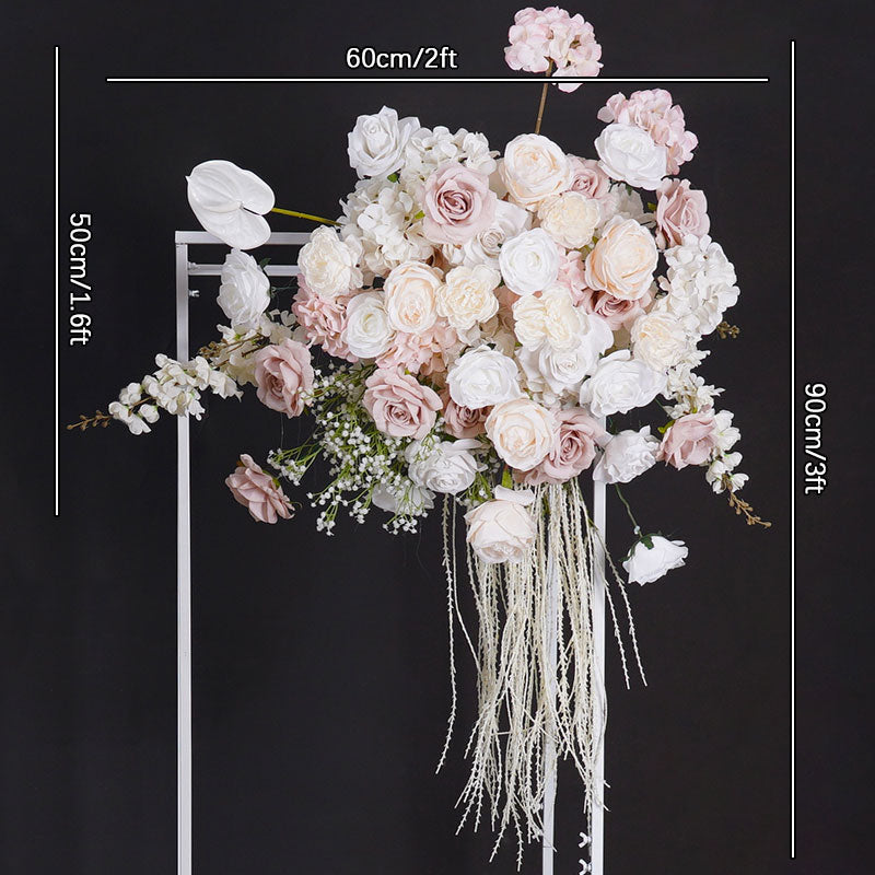 A8796 White Pink Wedding Background KT Board Rose Baby Breath Delphinium