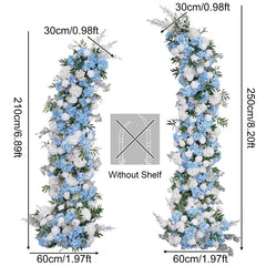 A8858 White Rose Blue Hydrangea Horn Arch Decor Wedding Backdrop Floor Flower Props