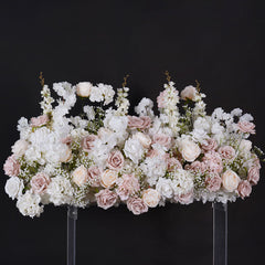 A8796 White Pink Wedding Background KT Board Rose Baby Breath Delphinium