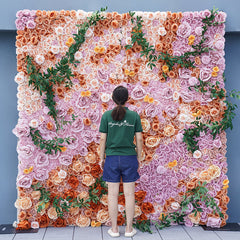 A7804 Green Leaf Wedding Backdrop Decor Cloth Rolling Up Flower Wall