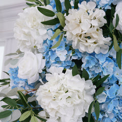 A8858 White Rose Blue Hydrangea Horn Arch Decor Wedding Backdrop Floor Flower Props