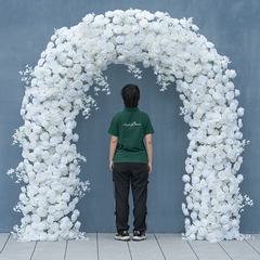 A8625 White Rose Flower Row Decor Wedding Backdrop Frame Arch