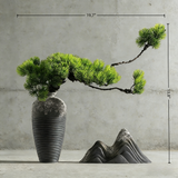 Handmade Preserved Juniper Bonsai (50cm*35cm) With Natural Wood Branch Arrangement with Ceramic Vase. Zen Decor for Home & Office, Plant Gift
