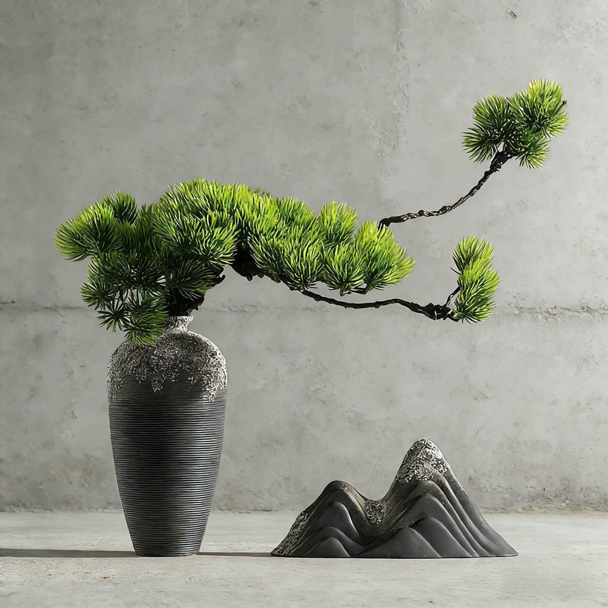 Handmade Preserved Juniper Bonsai With Natural Wood Branch Arrangement with Ceramic Vase. Zen Decor for Home & Office, Plant Gift