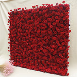 3D Red Rose Flower Wall Backdrop: 8x8ft Silk Wedding Decor