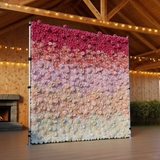 3D Red & Pink Artificial Flower Wall Backdrop: 8x8ft Silk Wedding Decor