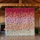 3D Red & Pink Artificial Flower Wall Backdrop: 8x8ft Silk Wedding Decor
