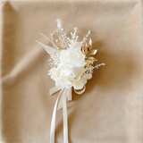 Handmade Preserved Champagne Floral Boutonniere, Wrist Corsage, Wedding Party Accessory