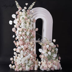 A8796 White Pink Wedding Background KT Board Rose Baby Breath Delphinium