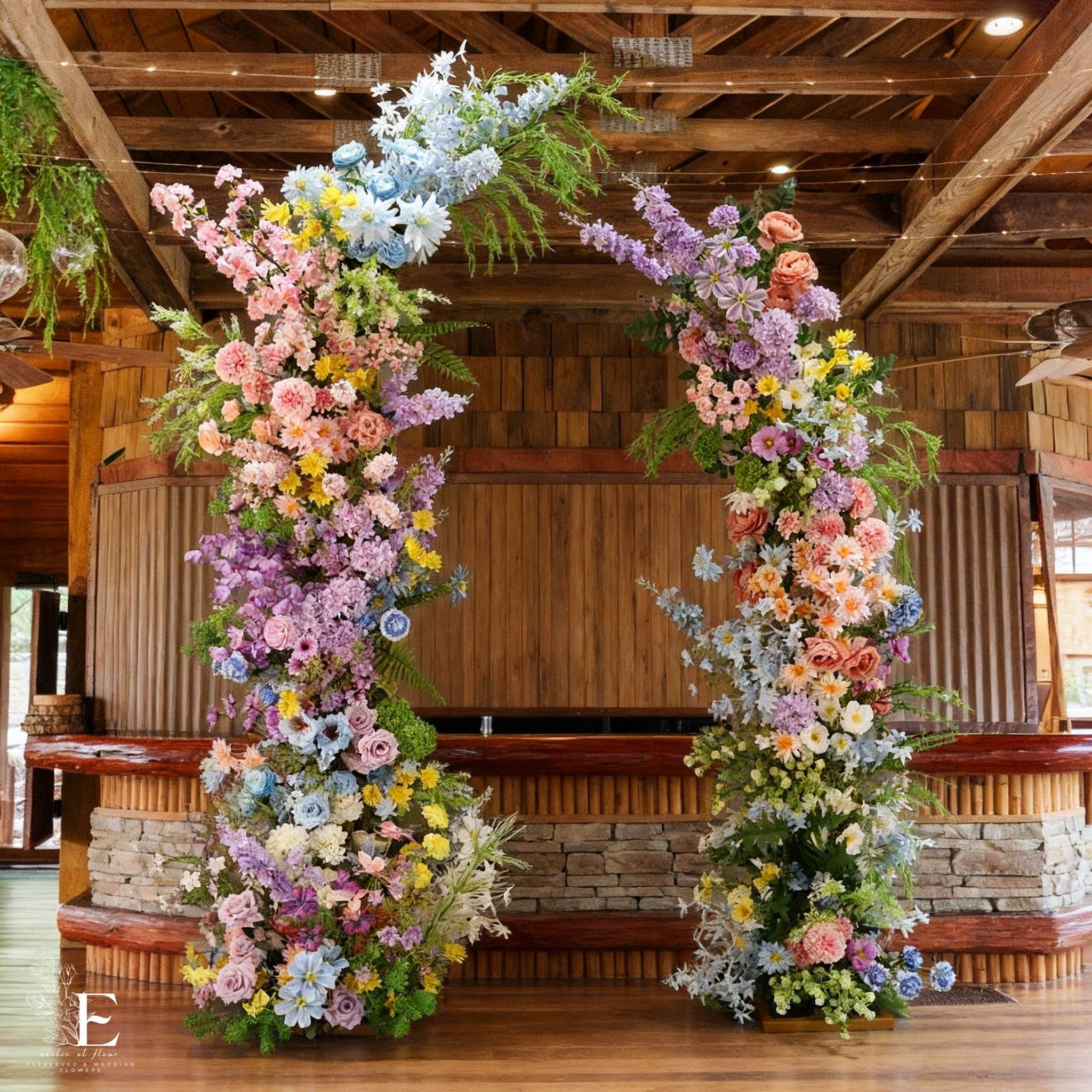 Handmade Silk Rose Flower Arch: Tropical Wedding Decor (8ft x 7ft)